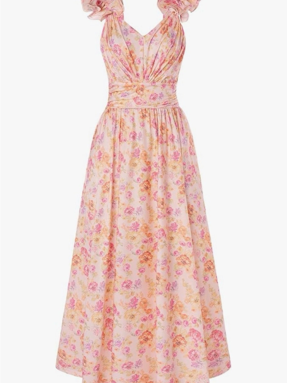 Grace Karin Pink & Peach Floral V-Neck Maxi Dress